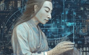科技创新与传统人物手绘，艺术与科技的完美融合